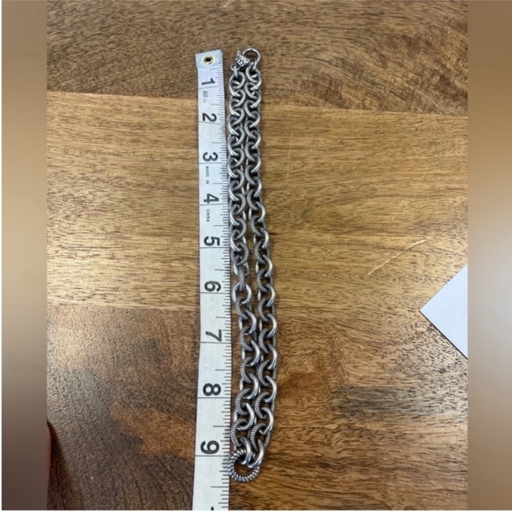 Judith Ripka .925 Silver Textured Rolo Link Barrel Chain Necklace 18.5” 100g - Picture 7 of 14